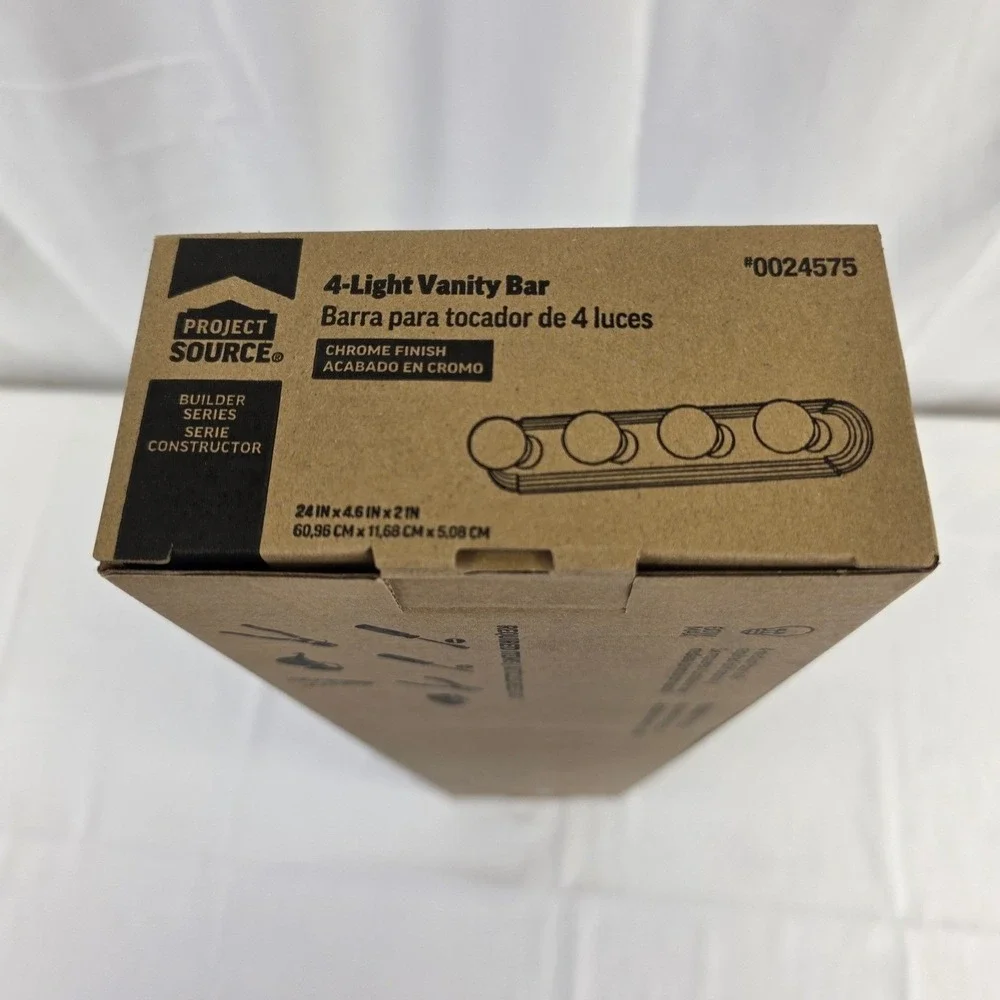 Project Source 4 Light Vanity Bar Chrome Finish Bathroom Fixture 24 Inch